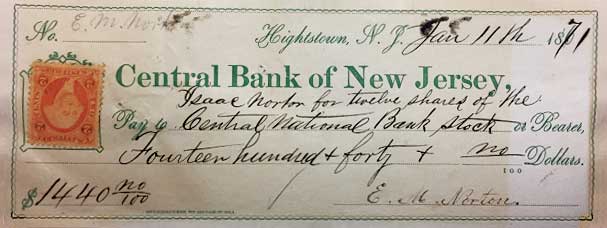 Check from E. Norton for new shares.